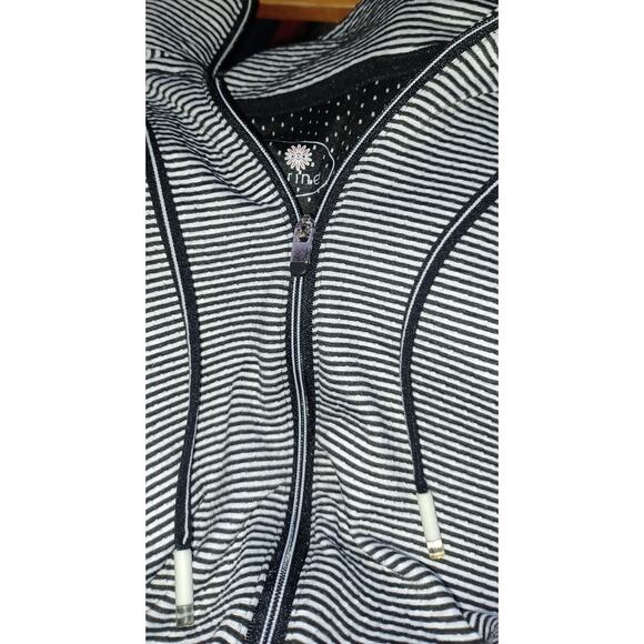Tangerine Hoodie Womens Large Black and White Striped Polka Dots Kangaroo Pocket - Picture 6 of 8
